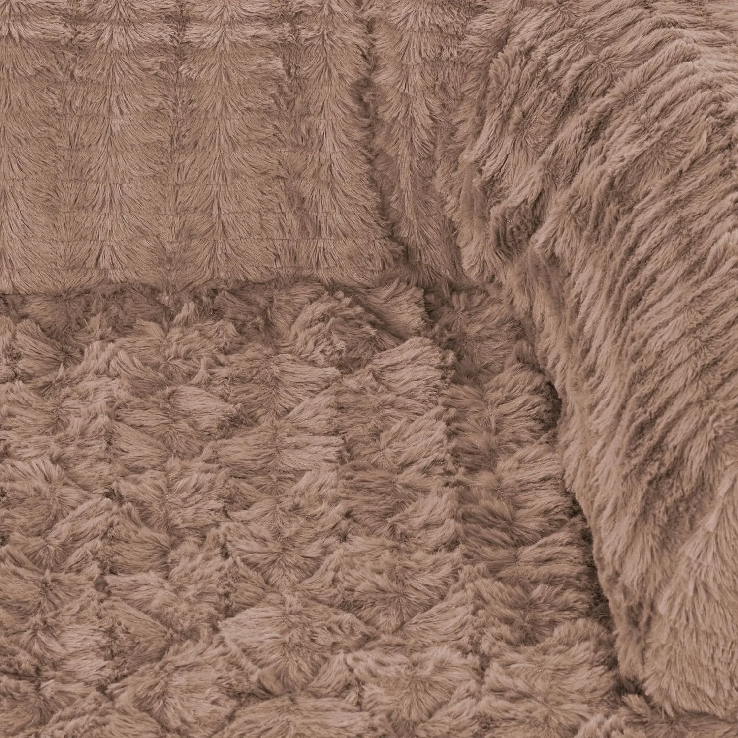 SureFit Pet 3-Sided Bolster Dog and Cat Pet Bed for Couch, Soft Faux Fur Fabric, Machine Washable & Non-Slip, Couch Protector & Odor Control, Large, 46 in x 32 in, Tan