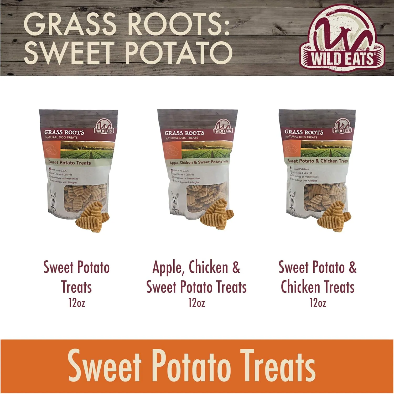 Sweet Potato & Chicken Treats for Dogs 12 oz. (Low Calorie, Low Fat Alternative to Traditional Dog Biscuits, Cookies, and Bones) Healthy Dog Treats Perfect for Training