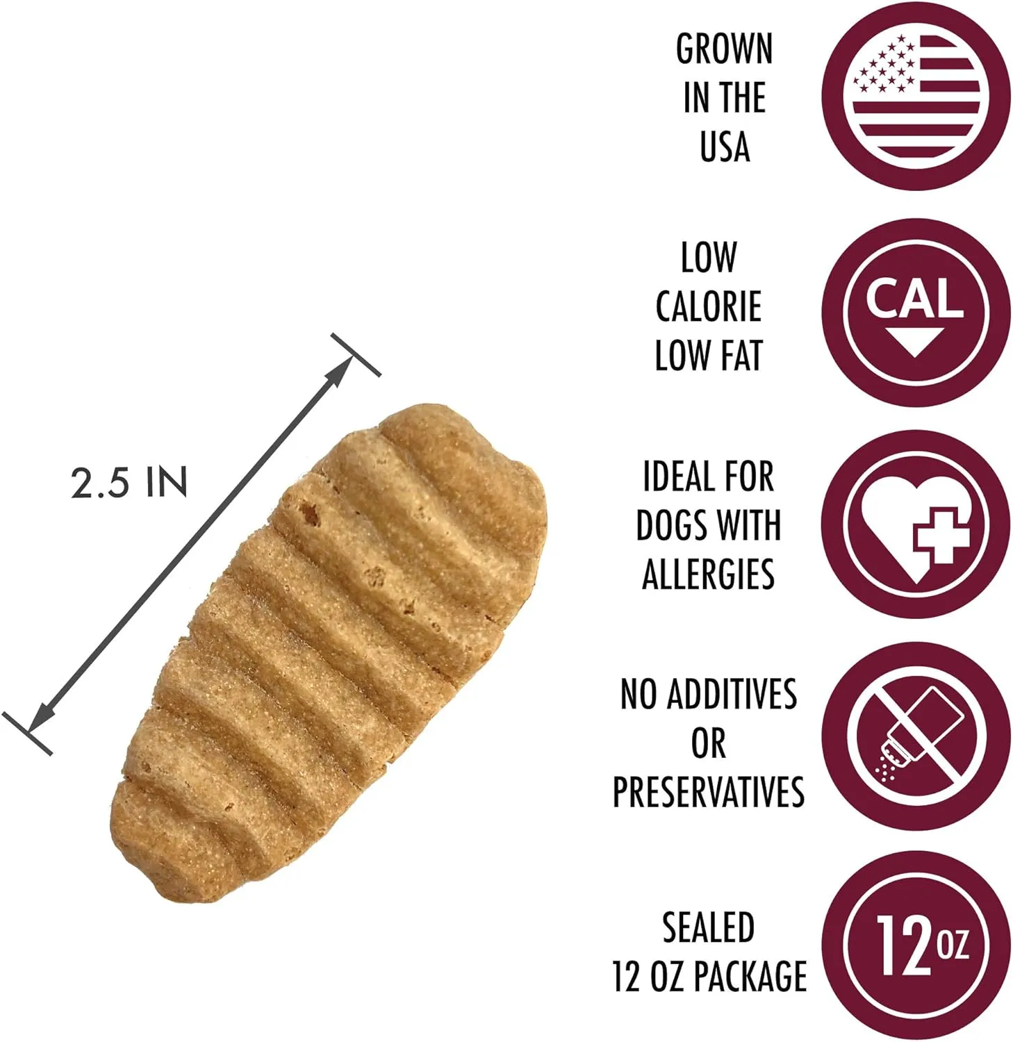 Sweet Potato & Chicken Treats for Dogs 12 oz. (Low Calorie, Low Fat Alternative to Traditional Dog Biscuits, Cookies, and Bones) Healthy Dog Treats Perfect for Training