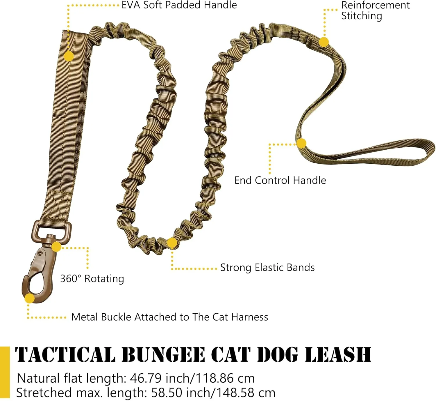 Tactical Cat Harness and Leash for Walking Escape Proof, Adjustable Military K9 Pet Vest Harness Easy Control for Large Cat, Puppy and Small Dog (Coyote Brown)