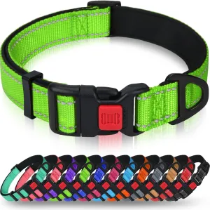 Taglory Reflective Dog Collar with Safety Locking Buckle, Adjustable Nylon Pet Collars for Small Dogs Female Male, S, Green