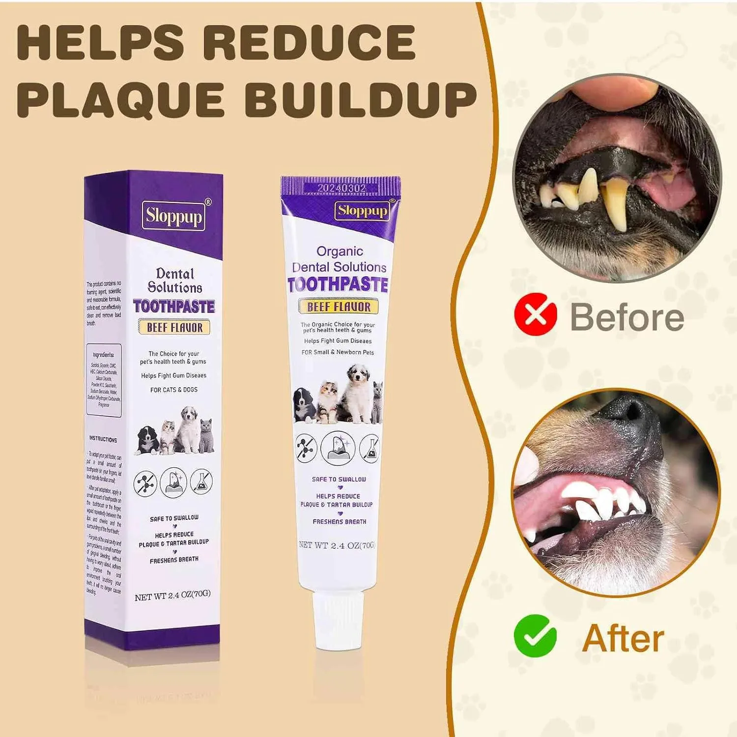 Toothpaste | Teeth Cleaning and Fresh Breath Dental Care for Foldex Cat Kittens and Adult Cats | Soothes Inflamed Gums | Safe for Puppies | Vet Formulated 2 Pack (4.8 OZ)