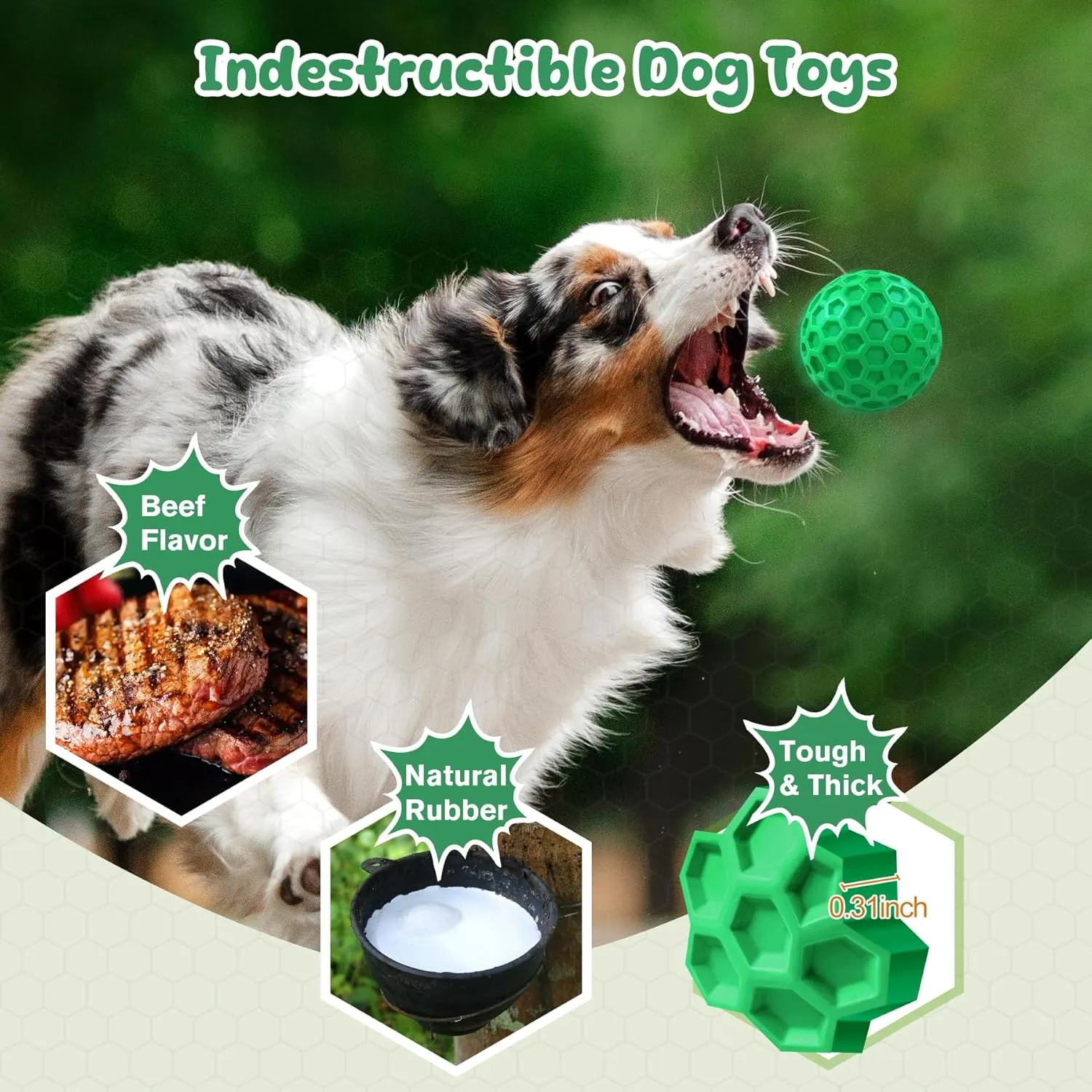 Tough Dog Chew Toys for Aggressive Chewers, Indestructible Dog Balls for Aggressive Chewers, Squeaky Balls for Dogs, Squeaky Toys for Large Dogs, Funny Heavy Duty Ball