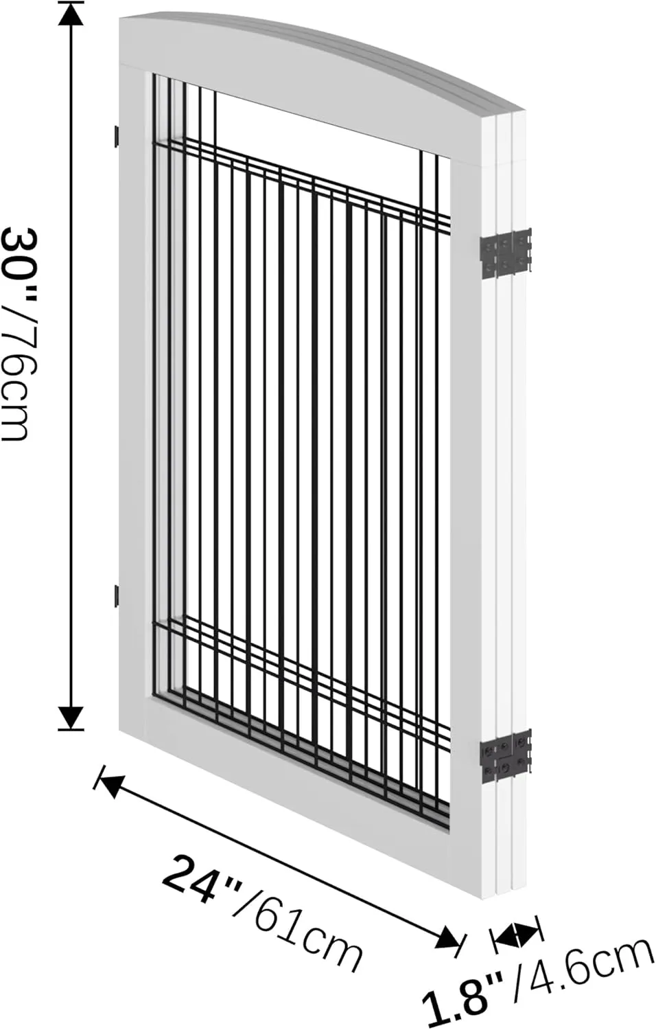 Vantas Folding Pet Gate 72" Wide, 30" Tall No-Assembly Wooden Dog Gate, Freestanding Wire Pet Gate, Pet Puppy Safety Fence, with 2PCS Support - White