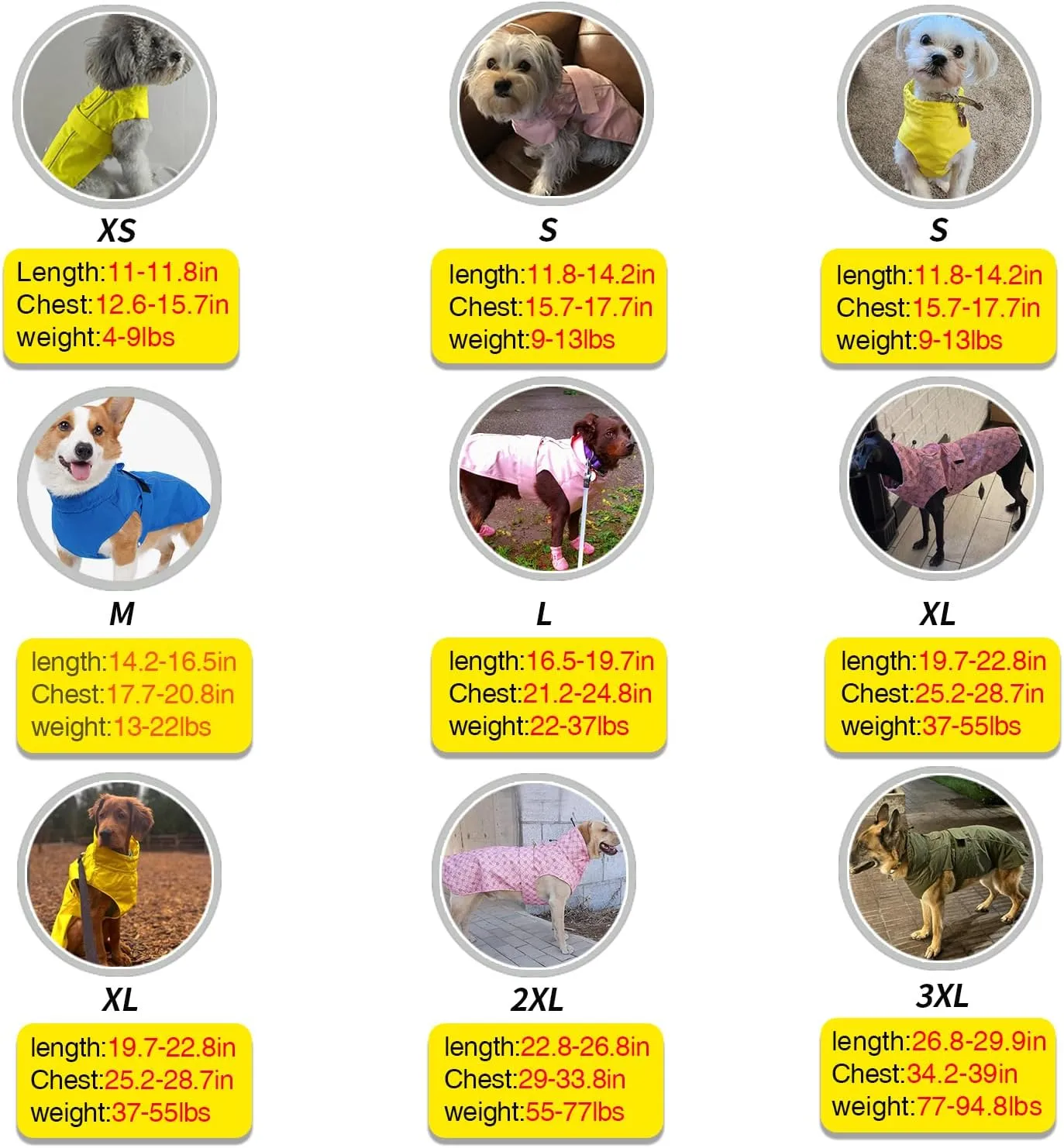 Waterproof Dog Raincoat with Reflective Strip, Adjustable Breathable Rain Coat Jacket with Leash Hole for Dogs (Yellow, X-Small)