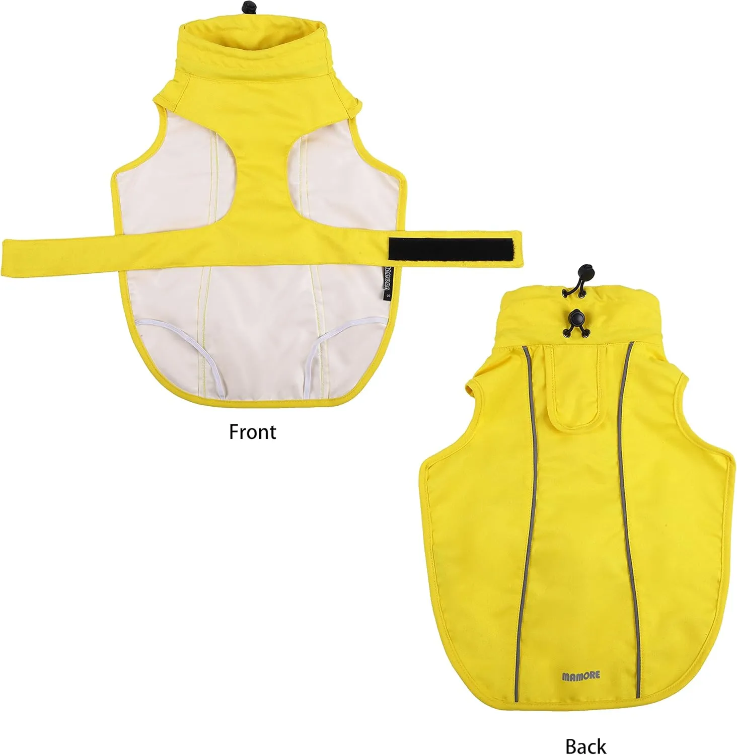 Waterproof Dog Raincoat with Reflective Strip, Adjustable Breathable Rain Coat Jacket with Leash Hole for Dogs (Yellow, X-Small)