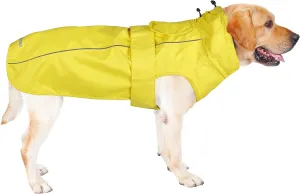 Waterproof Dog Raincoat with Reflective Strip, Adjustable Breathable Rain Coat Jacket with Leash Hole for Dogs (Yellow, X-Small)