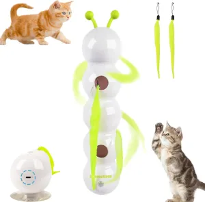 Whirlie Cat Toy, Smart Motion Cat Toy with Worm Design, Caterpillar Smart Cats Toys, Happy Luna Cats Toys with Suction Cup, Suitable for Indoor Wall, Door and Window Installation (1Pcs)