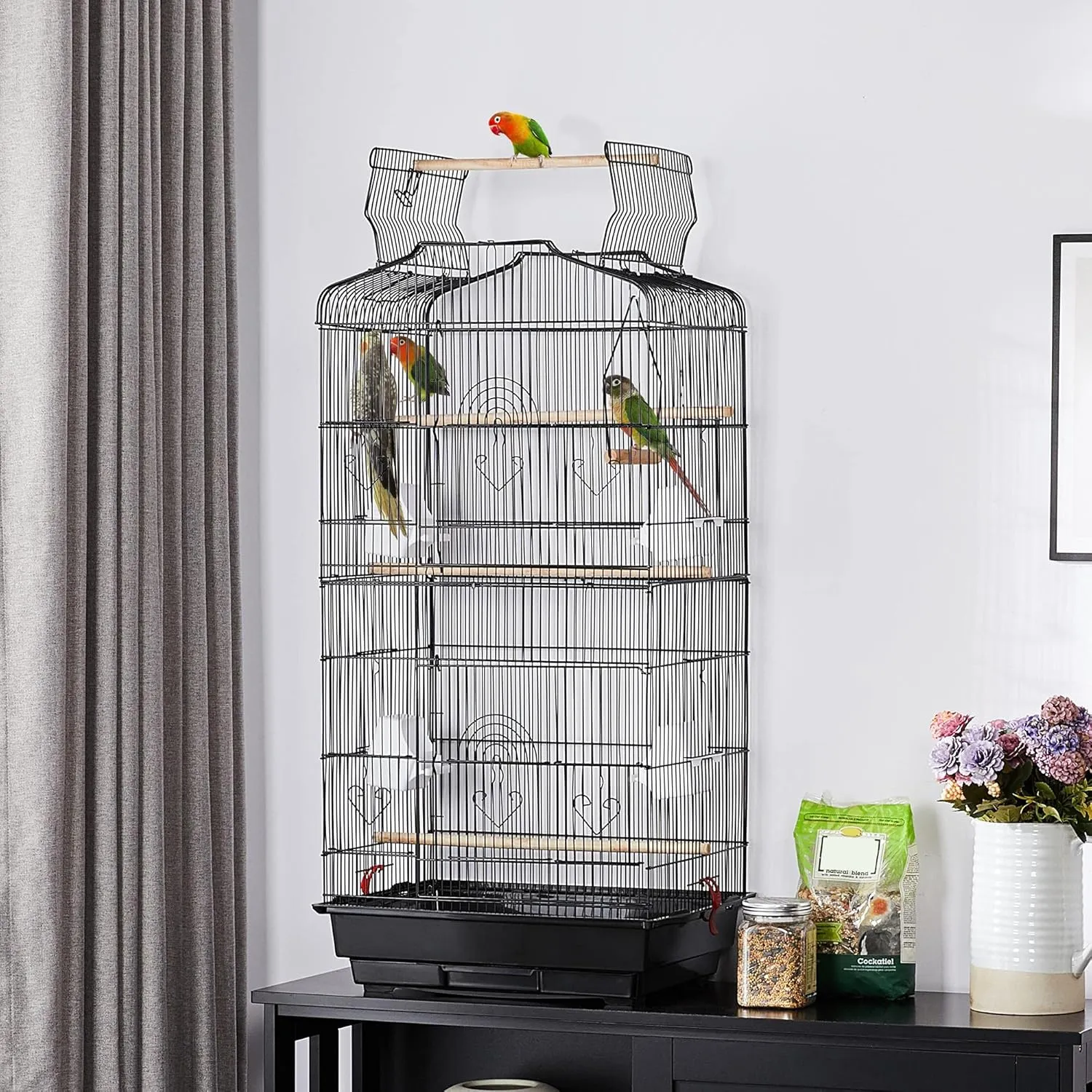Yaheetech 41-inch Open Top Medium Bird Cages for Parakeets Finches Canaries Lovebirds Small Quaker Parrots Cockatiels Budgie Green Cheek Conure Travel Pet Flight Birdcage