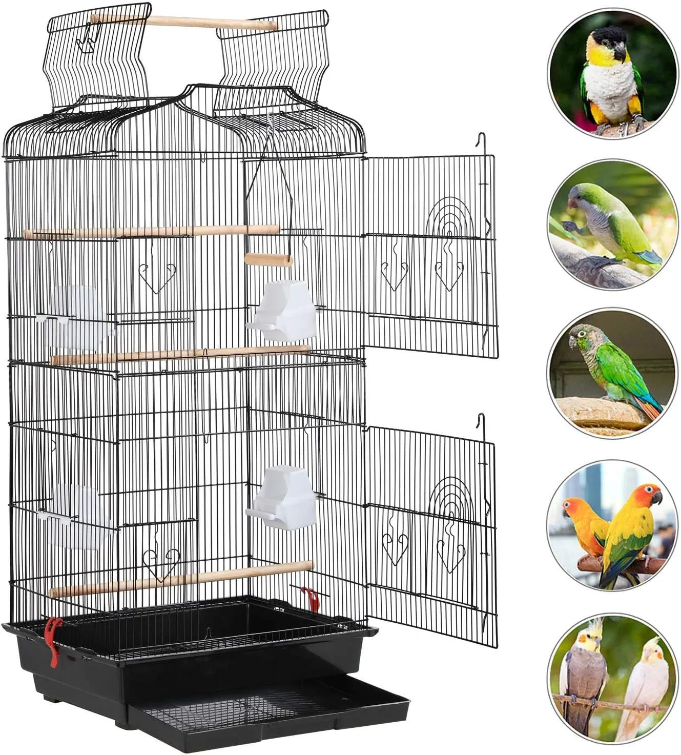 Yaheetech 41-inch Open Top Medium Bird Cages for Parakeets Finches Canaries Lovebirds Small Quaker Parrots Cockatiels Budgie Green Cheek Conure Travel Pet Flight Birdcage