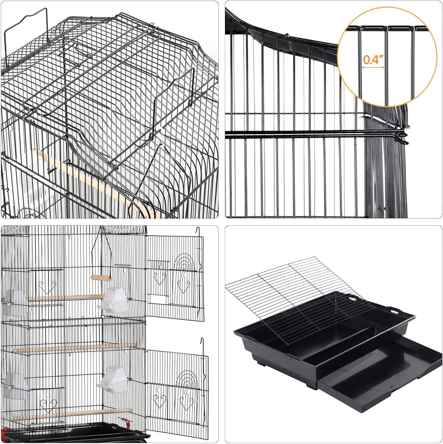 Yaheetech 41-inch Open Top Medium Bird Cages for Parakeets Finches Canaries Lovebirds Small Quaker Parrots Cockatiels Budgie Green Cheek Conure Travel Pet Flight Birdcage