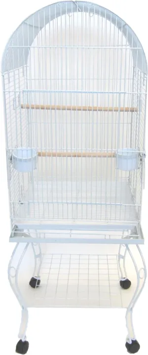 YML 20-Inch Dometop Parrot Cage with Stand, White