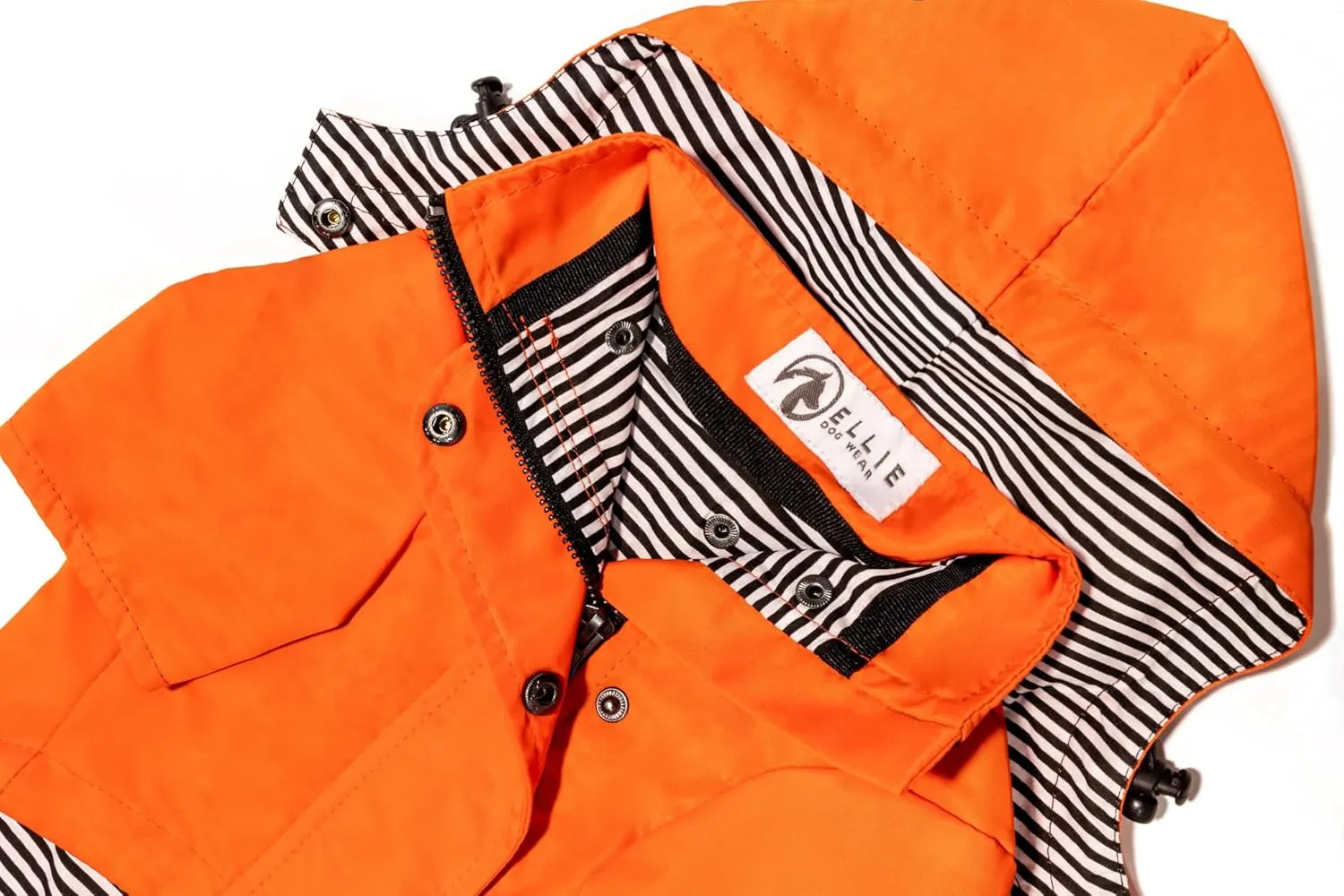 Zip Up Dog Raincoats with Reflective Buttons, Pockets, Rain/Water Resistant, Adjustable Drawstring, & Removable Hood - XXS to XXL - Stylish Premium Dog Raincoats (Orange, Large)