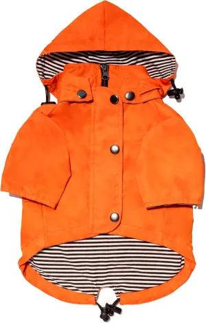 Zip Up Dog Raincoats with Reflective Buttons, Pockets, Rain/Water Resistant, Adjustable Drawstring, & Removable Hood - XXS to XXL - Stylish Premium Dog Raincoats (Orange, Large)